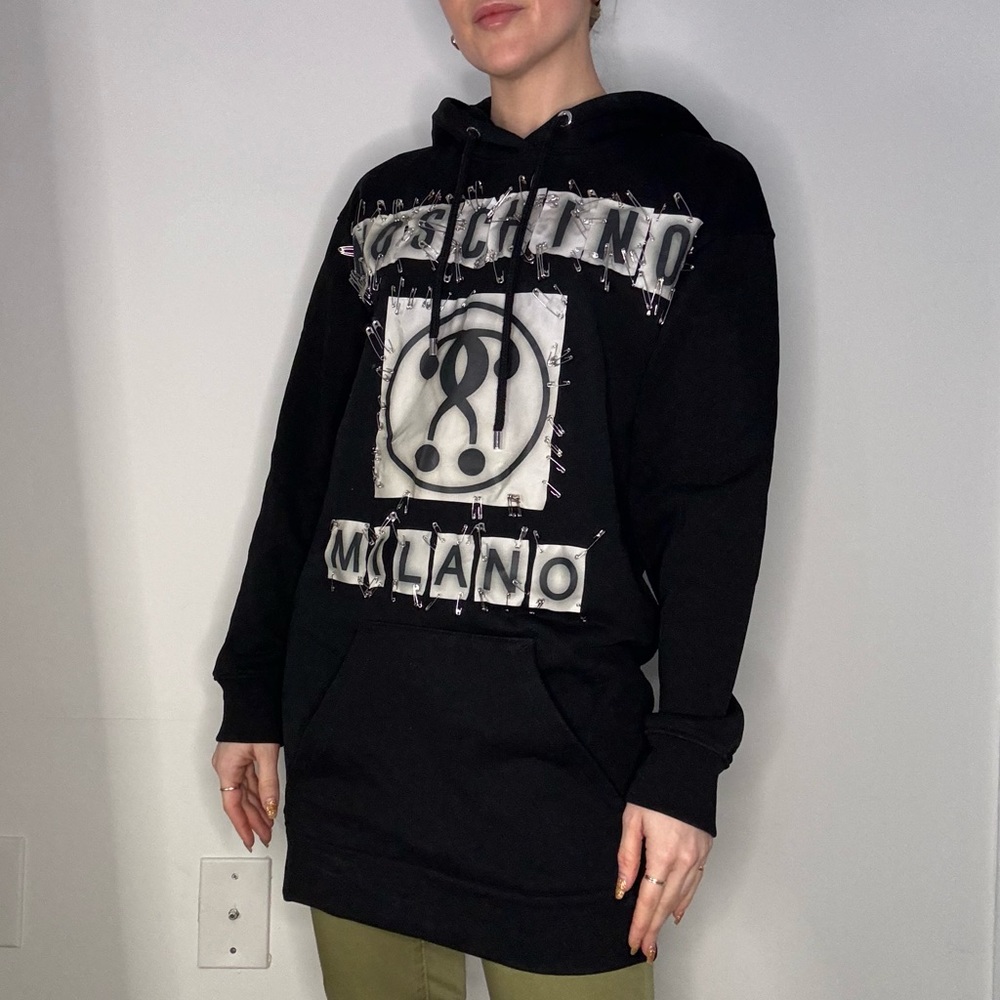 MOSCHINO FW18 Safety Pin Logo Hoodie